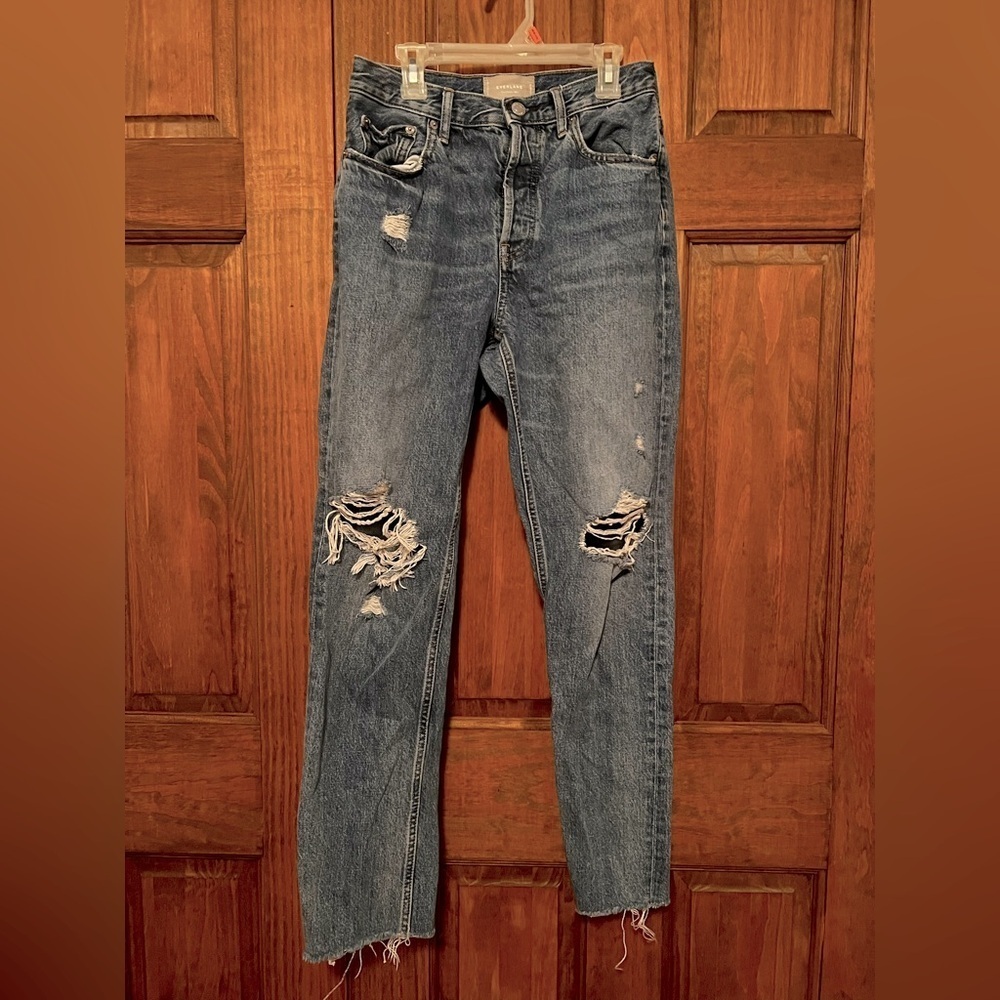 Everlane Women’s Cheeky Jean‎ High Rise Distressed Size 26 Regular